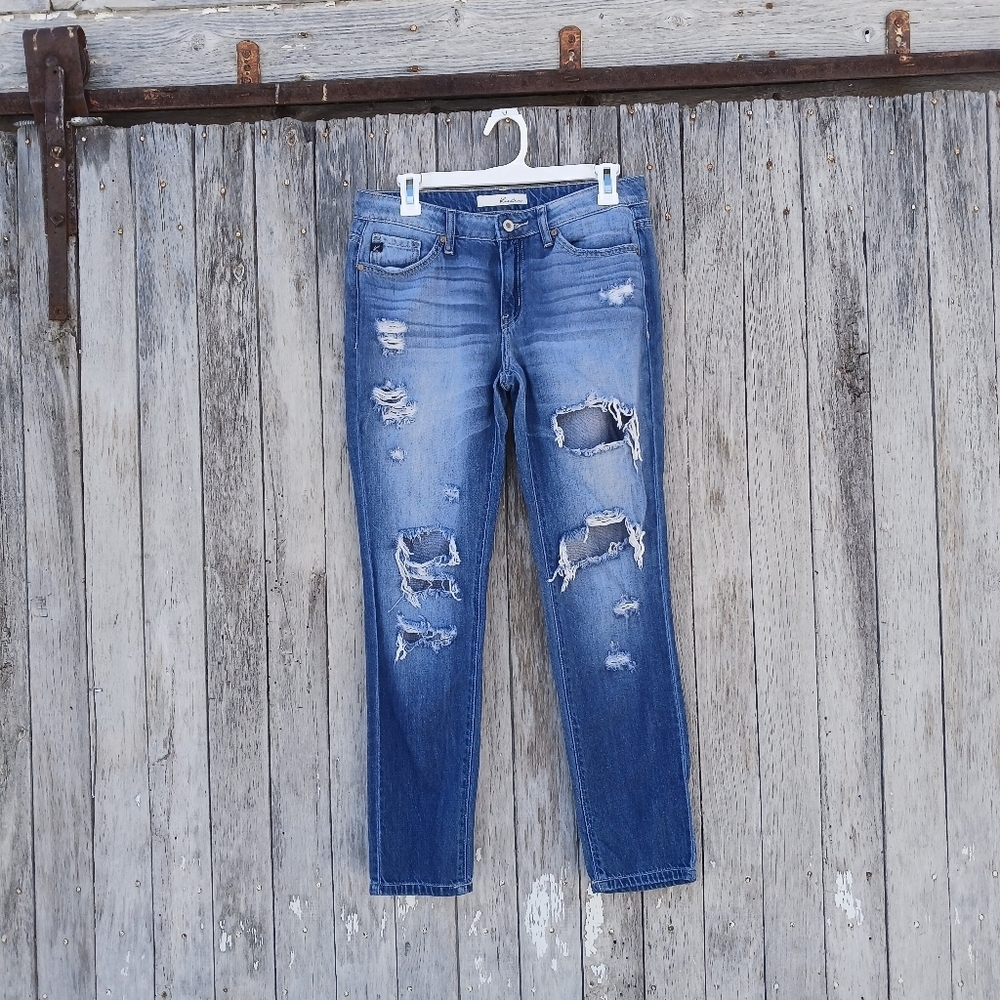 Kancan Jeans Womens  Size 3/25 Blue Denim Boyfriend Distressed Light‎ Wash